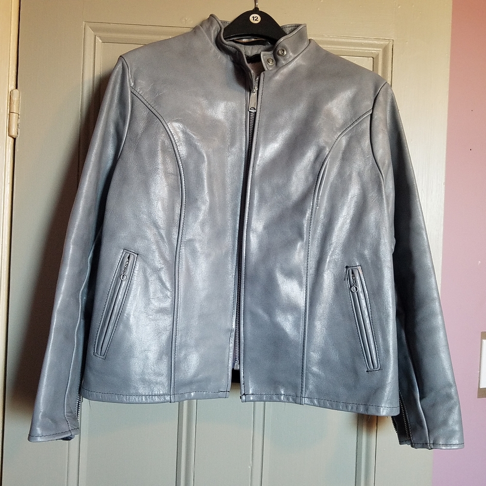 Leather biker jacket
